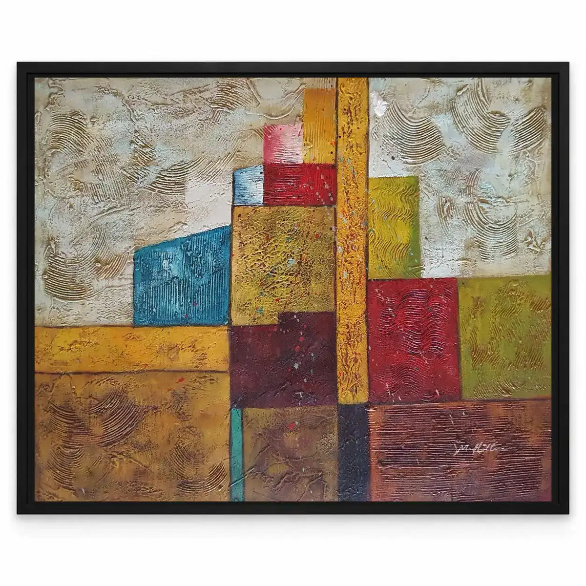 Hand-painted multicolored abstract oil painting 60 × 50 cm