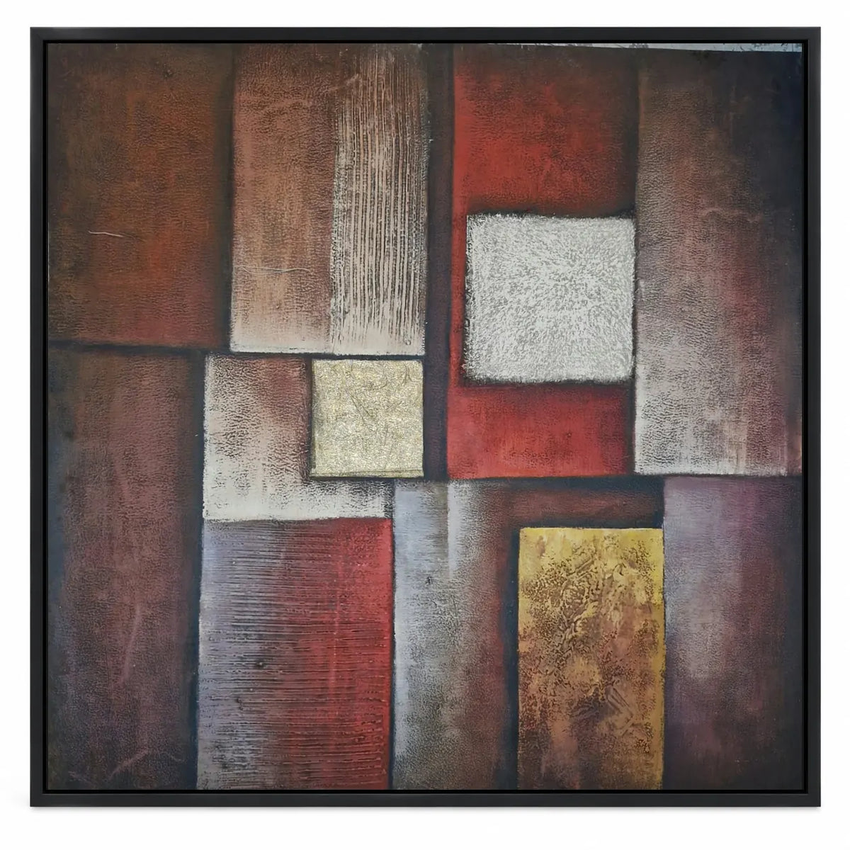 Hand-painted geometric abstract oil painting 80 × 80 cm