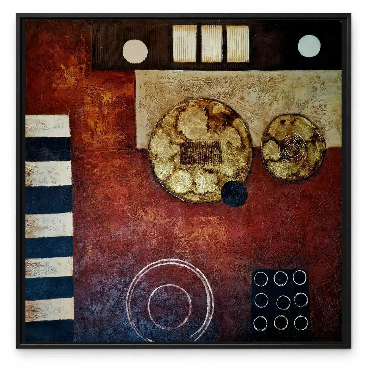 Handgemaltes geometrisches abstraktes Ölgemälde 80 × 80 cm