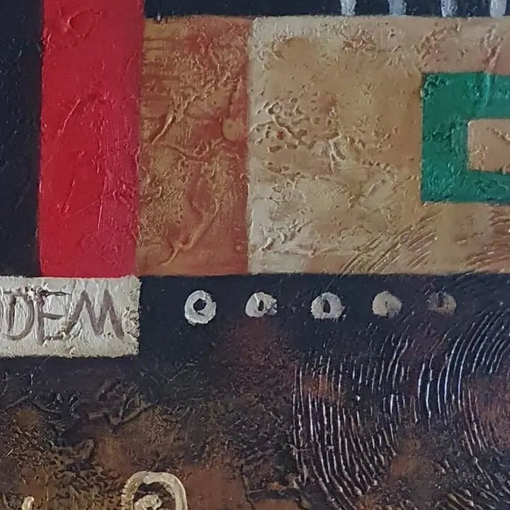 Geometrisch abstrakt, handgemalt mit Ölfarben, 50 × 60 cm