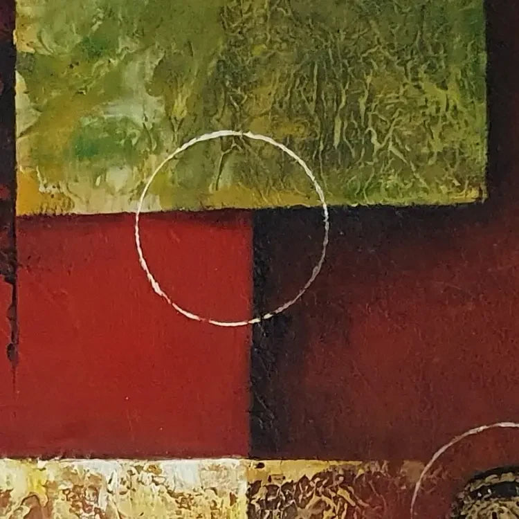 Handgemaltes geometrisches abstraktes Ölgemälde 80 × 80 cm