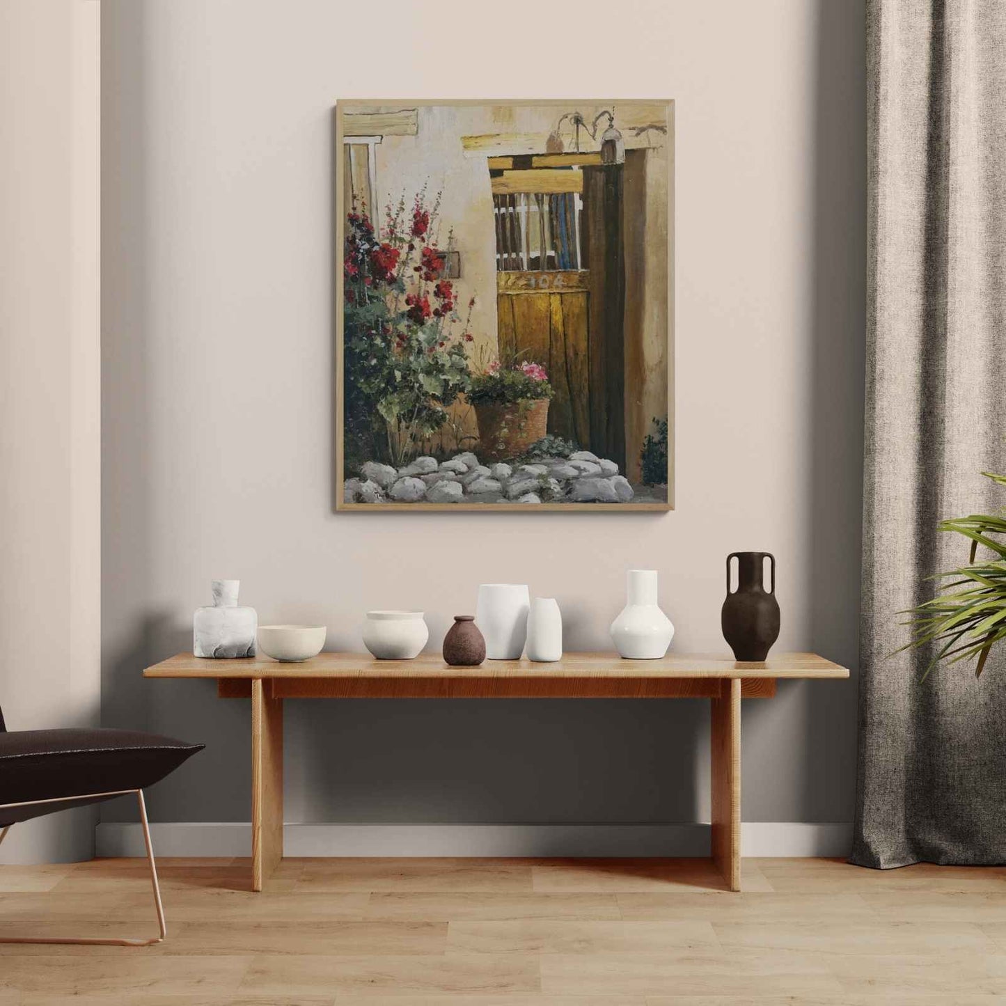 Ölgemälde Alte Hundertjährige Tür Handgemalt 100x80 cm