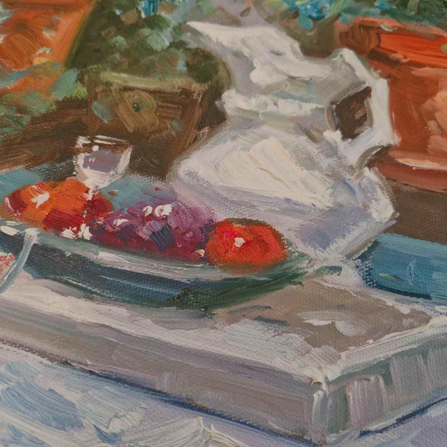 Pintura al Óleo La Mesa de Siempre 90x90 cm – Bodegón Pintado a Mano
