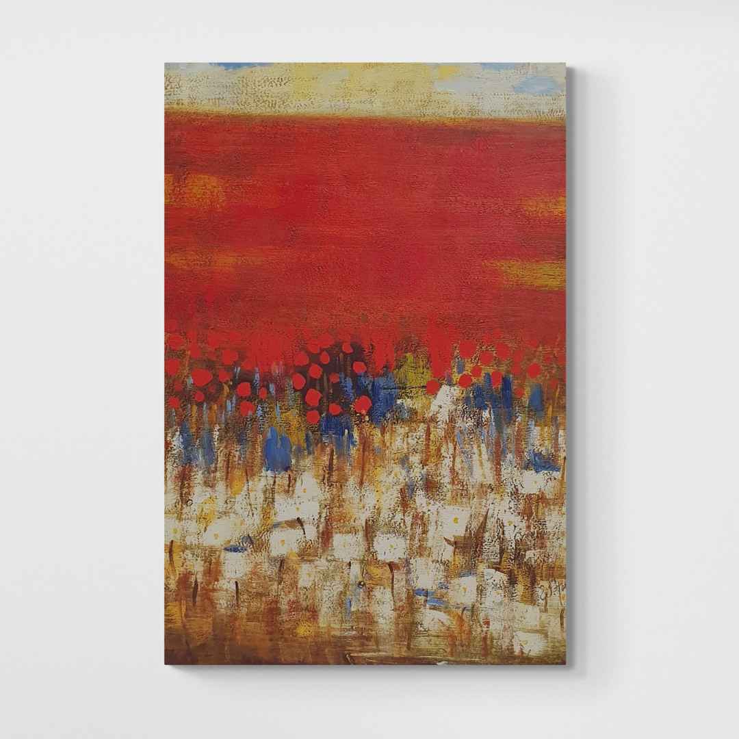 Cuadro Abstracto Campo Amapolas 60x90 cm