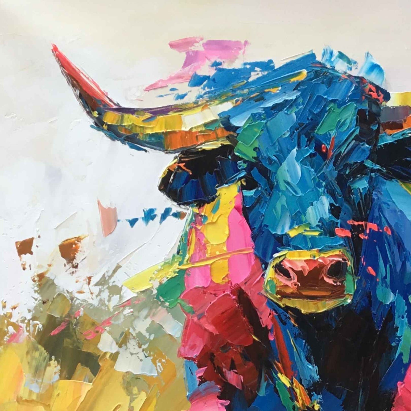 Pintura al oleo toro bravo español abstracto
