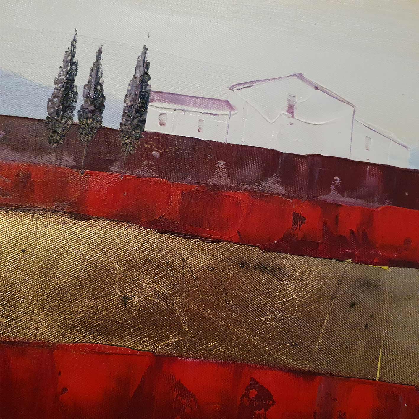 Cuadro Paisaje Dorado con Pan de Oro 120x40 cm – Pintado a Mano