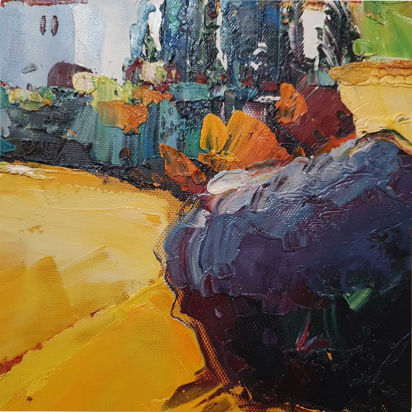 Cuadro Paisaje Moderno Espátula I 80x80 cm – Óleo Pintado a Mano