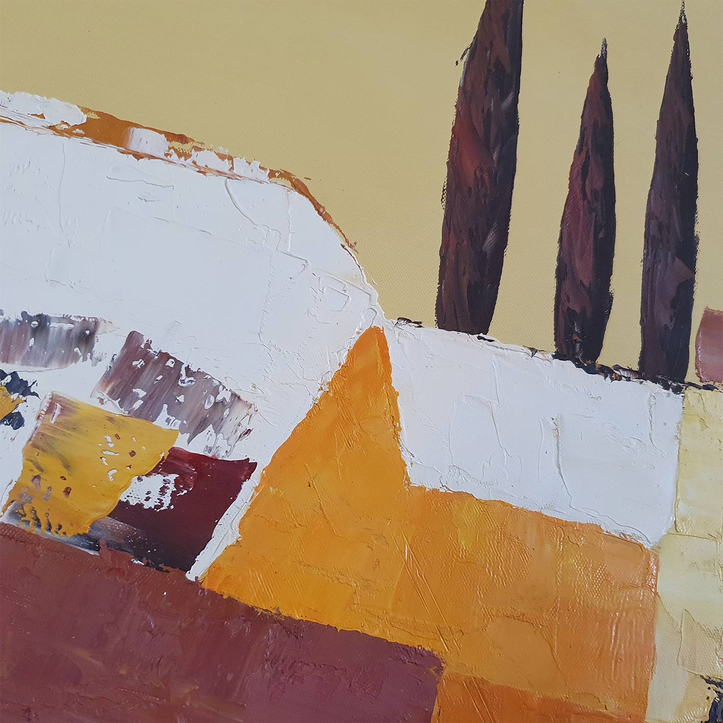 Cuadro Paisaje Moderno Abstracto 80x80 cm – Óleo sobre Lienzo Pintado a Mano