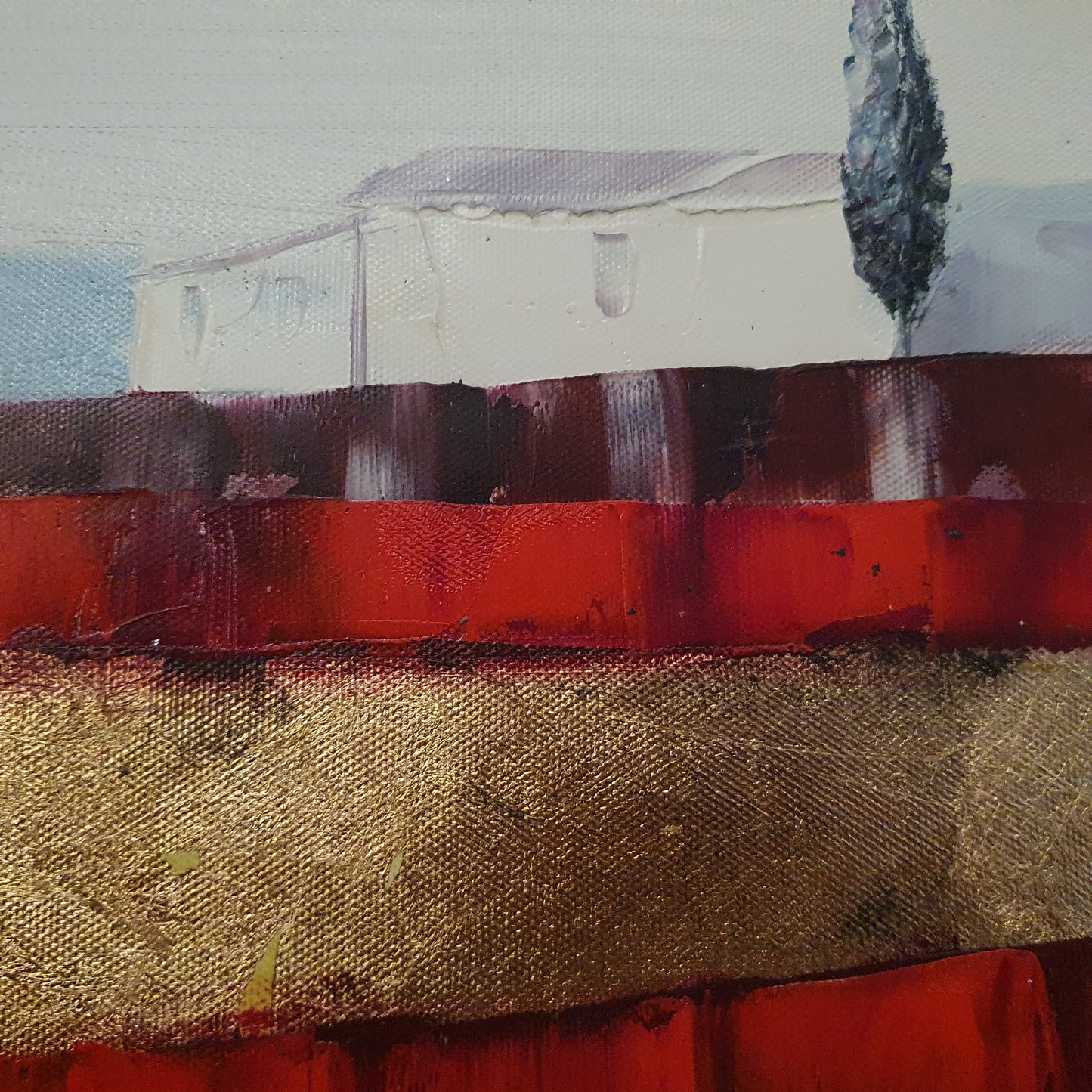 Cuadro Paisaje Dorado con Pan de Oro 120x40 cm – Pintado a Mano