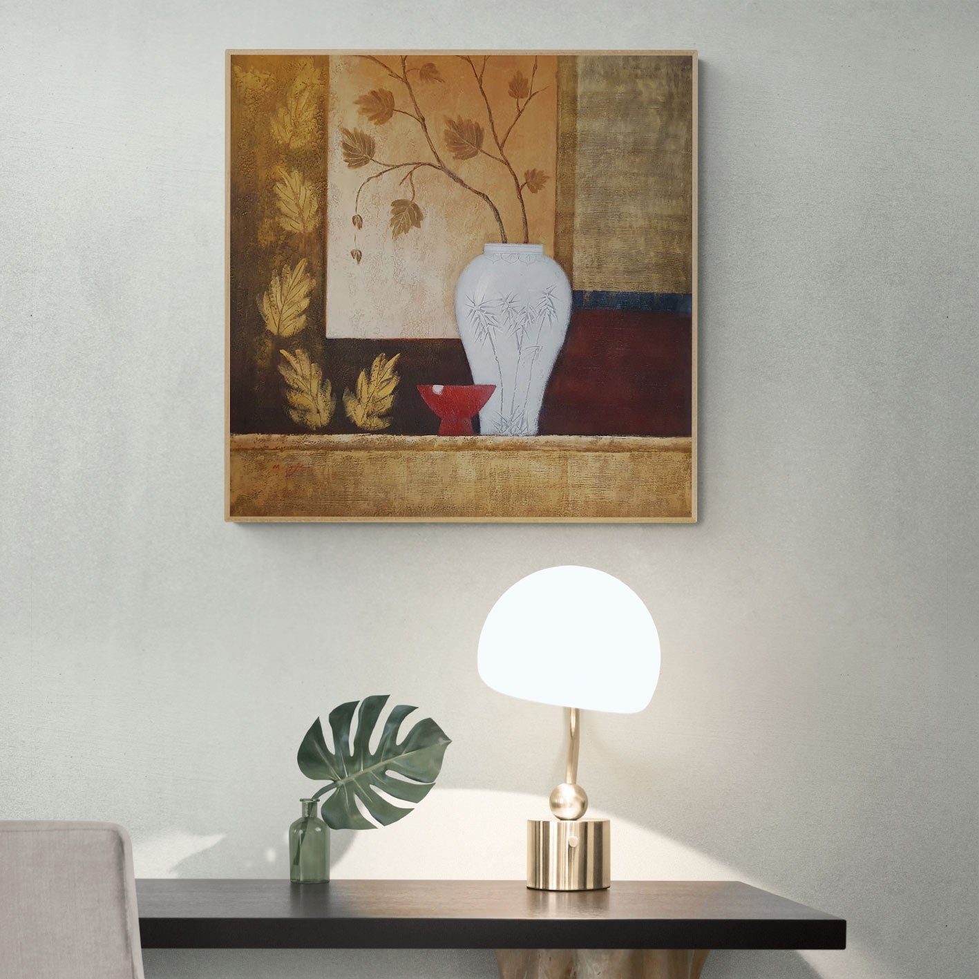 Bodegón moderno en tonos beige ideal para hogares o negocios de estilo rústico