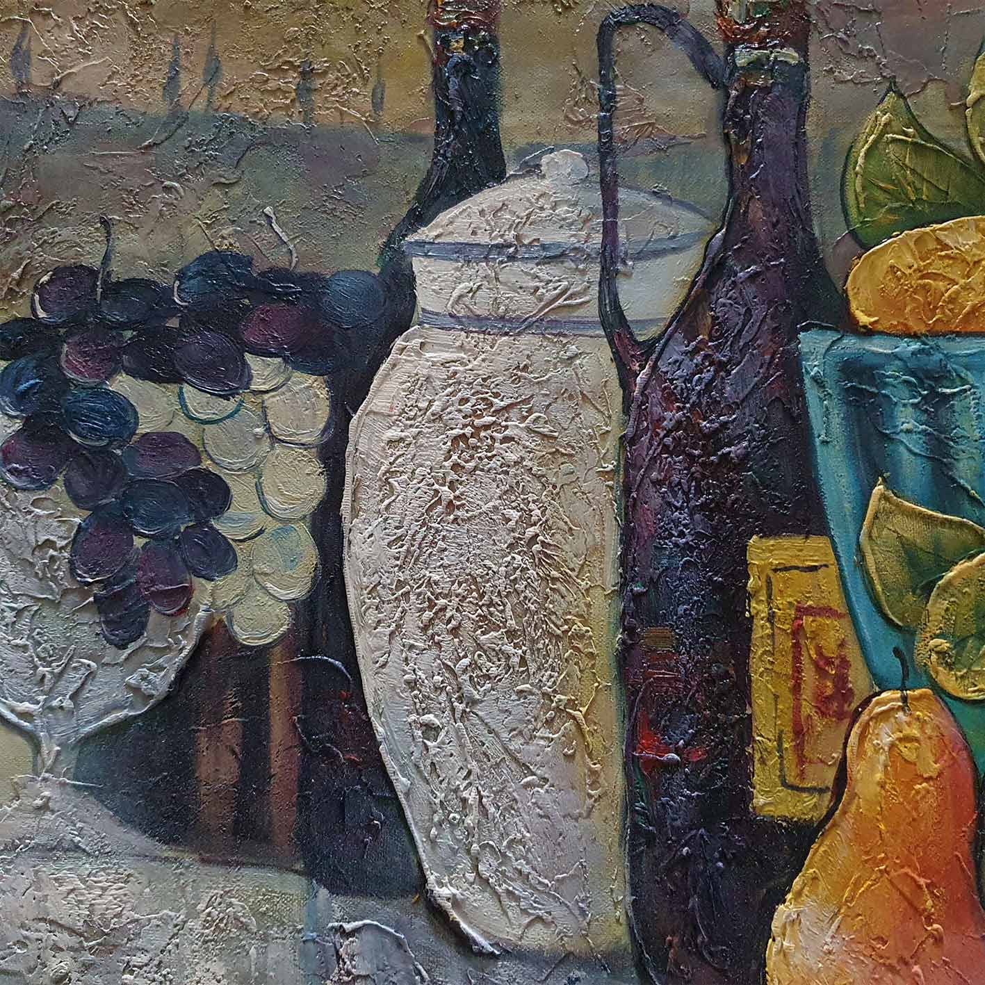 Pintura al oleo para comedor con escena vinícola