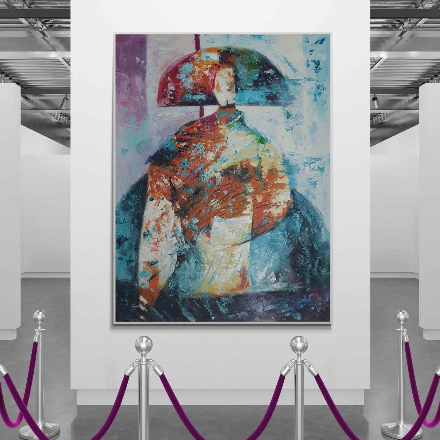 Cuadro al óleo con reinterpretación abstracta de una Menina de Velázquez