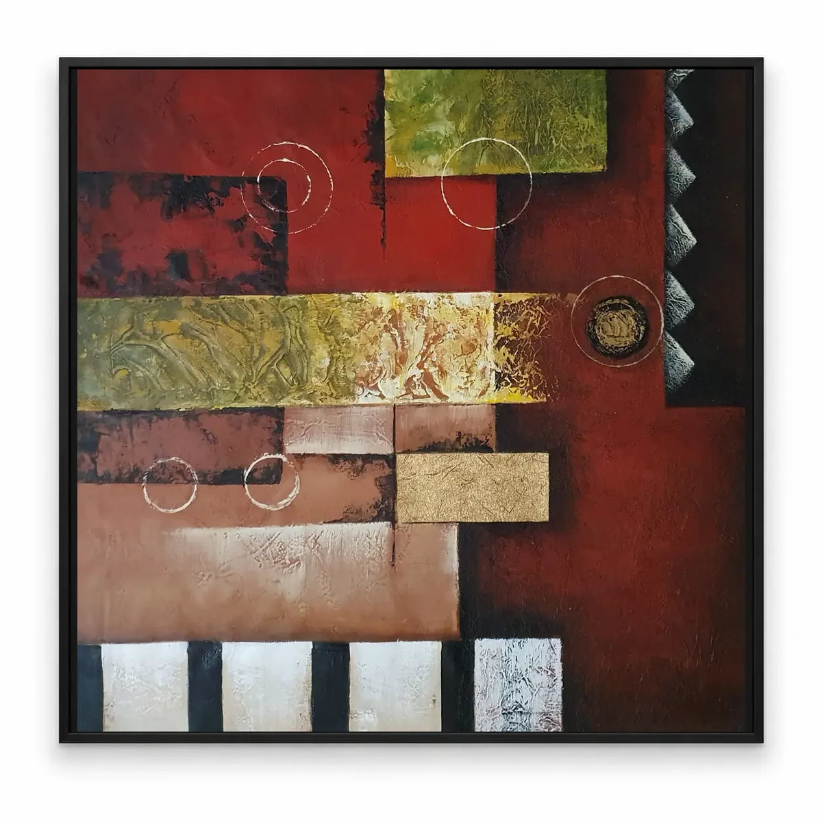 Handgemaltes geometrisches abstraktes Ölgemälde 80 × 80 cm