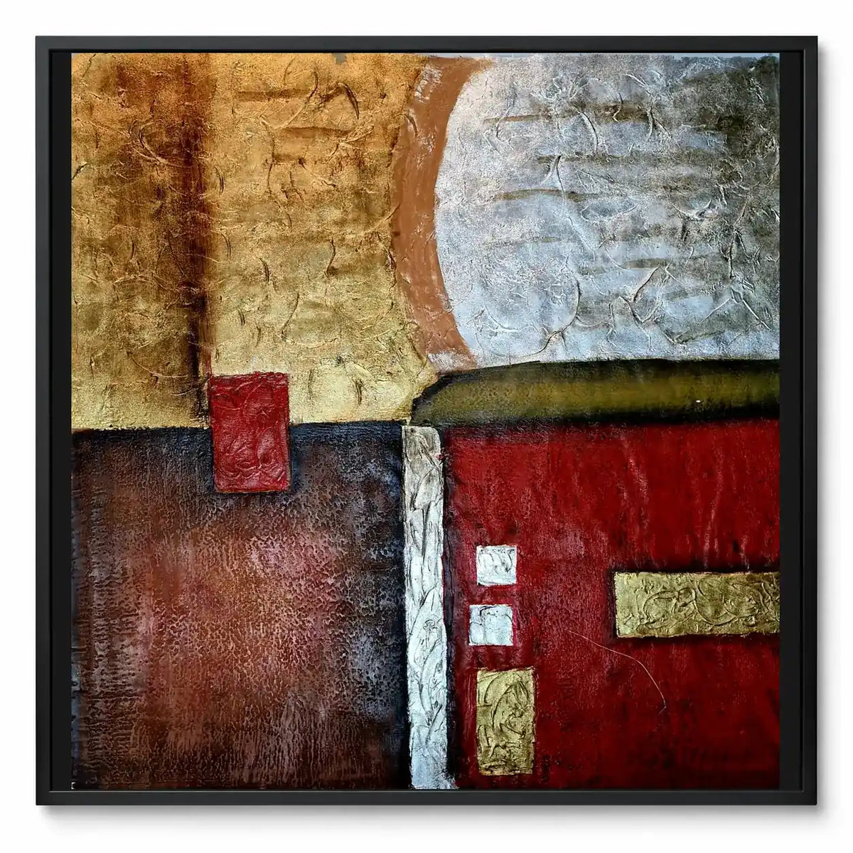 Abstrakt rot und gold Öl auf Leinwand handgemalt 80 × 80 cm