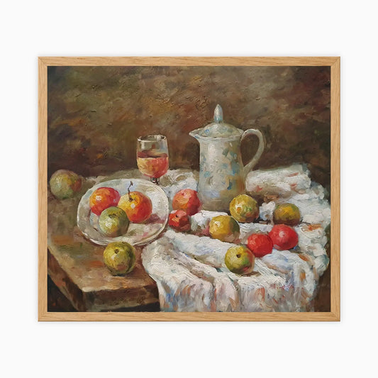 Handgemaltes Stillleben mit Äpfeln, Öl auf Leinwand, 60 × 50 cm