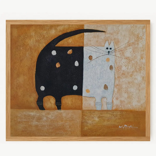 Cuadro de Gato al Óleo Pintado a Mano 60 × 50 cm