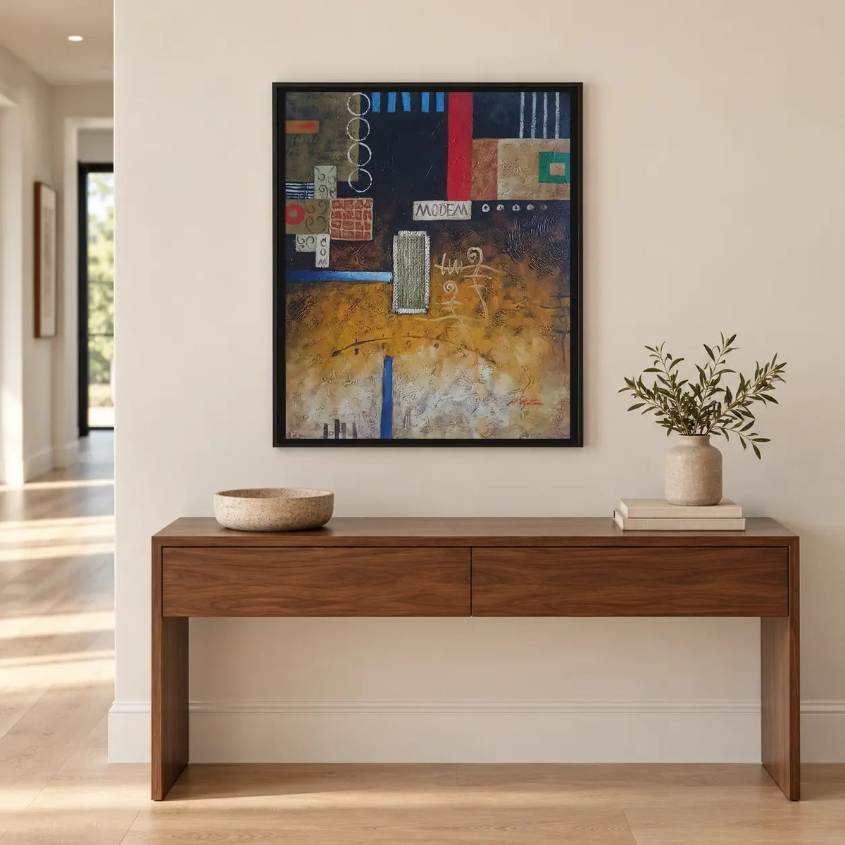 Geometrisch abstrakt, handgemalt mit Ölfarben, 50 × 60 cm
