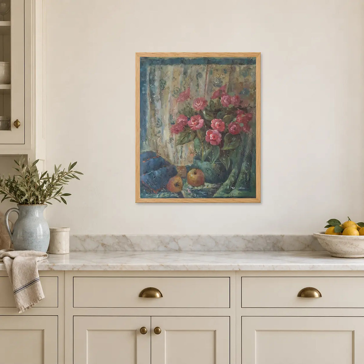 Handgemaltes florales Stillleben in Öl, 50 × 60 cm