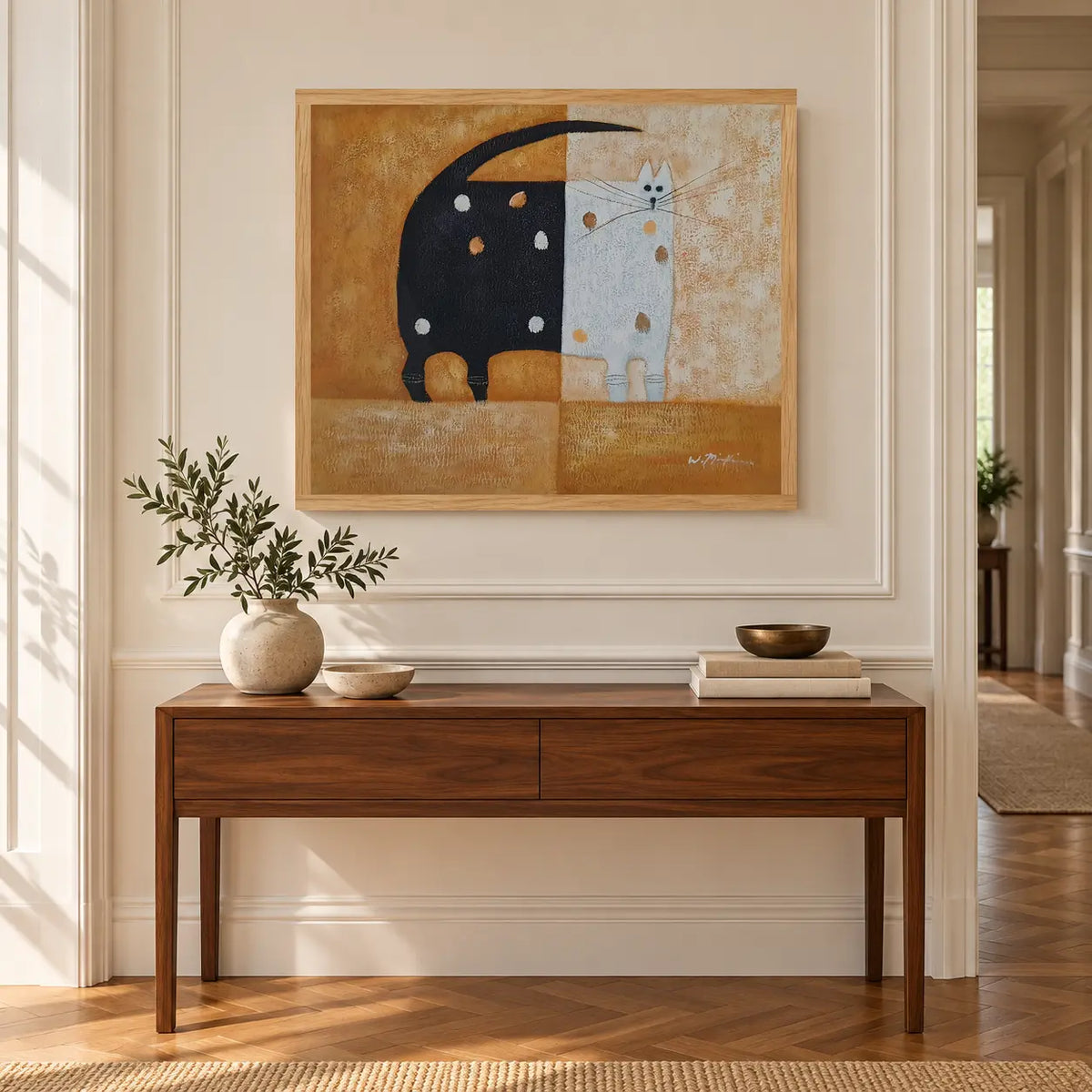 Handgemaltes Katzen-Ölgemälde 60 × 50 cm