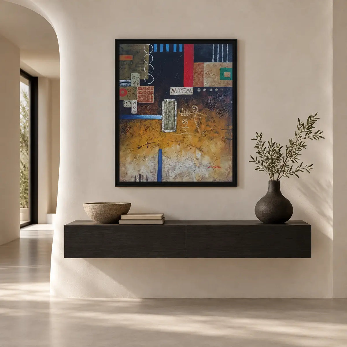 Geometrisch abstrakt, handgemalt mit Ölfarben, 50 × 60 cm