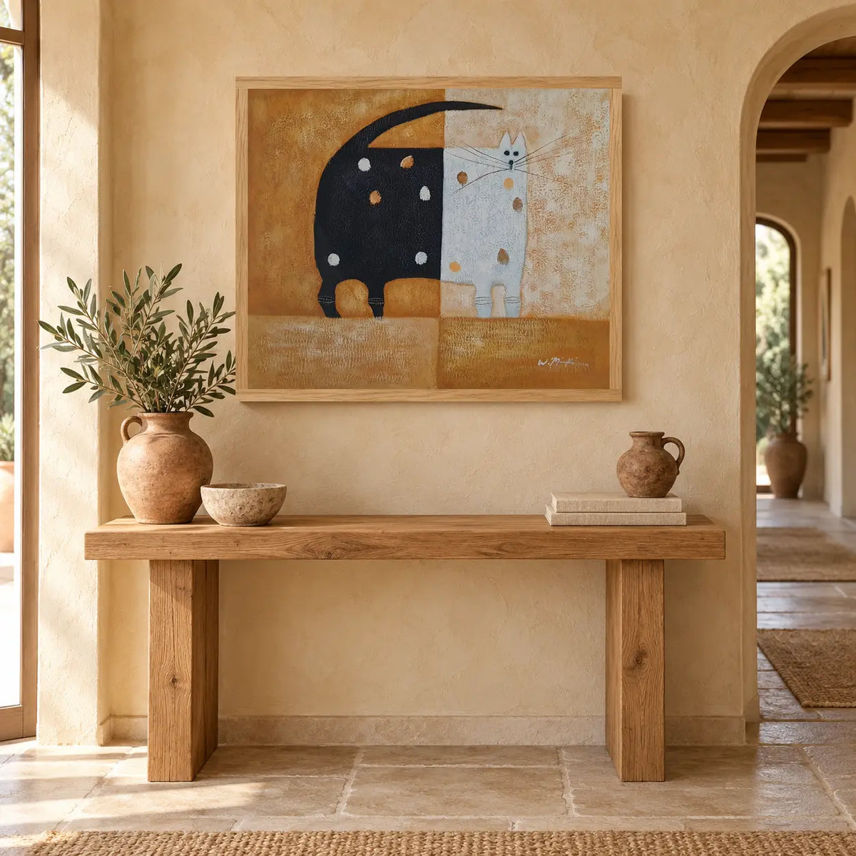 Handgemaltes Katzen-Ölgemälde 60 × 50 cm