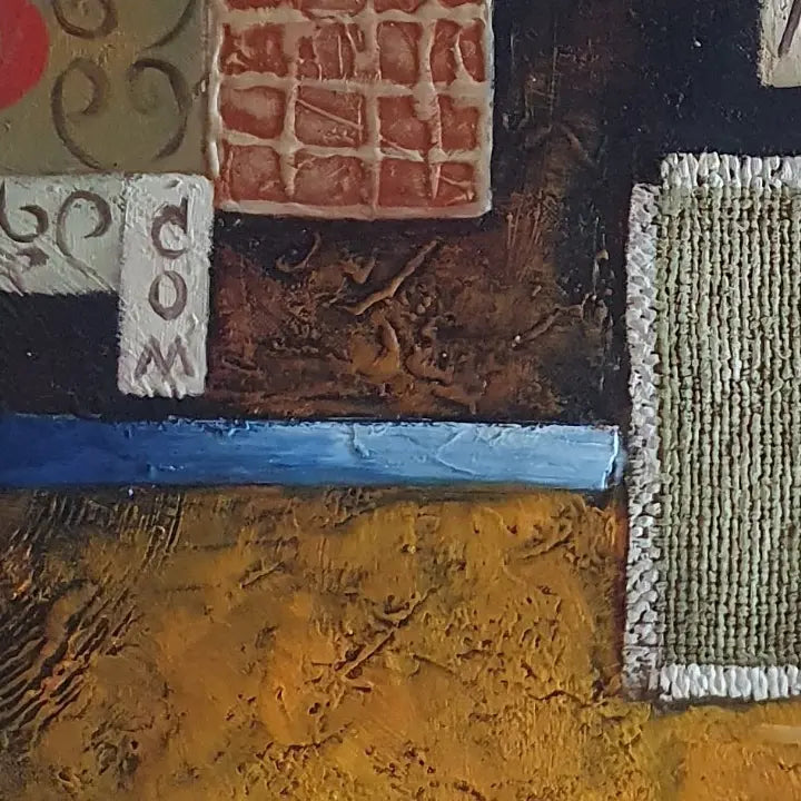 Geometrisch abstrakt, handgemalt mit Ölfarben, 50 × 60 cm