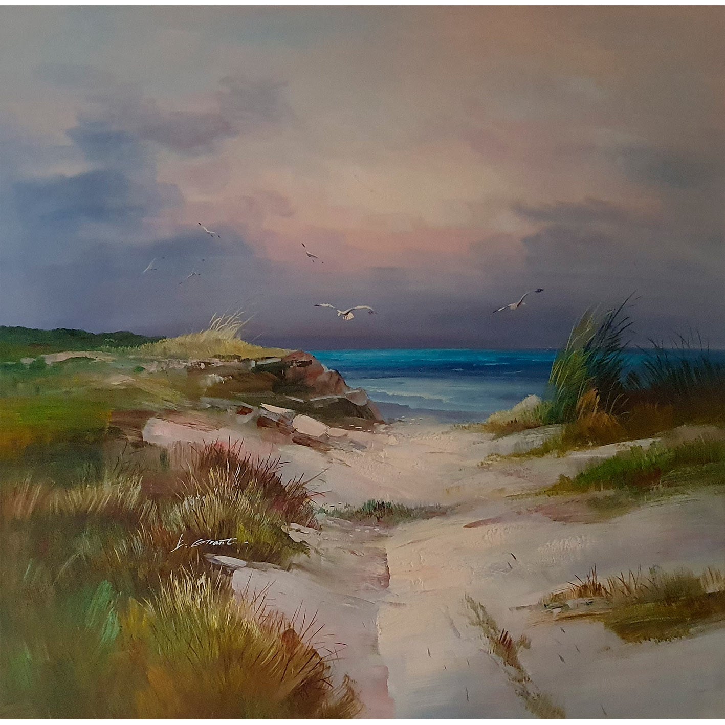 Meeres- und Dünen-Diptychon-Gemälde 80x80 cm [2 Stück]