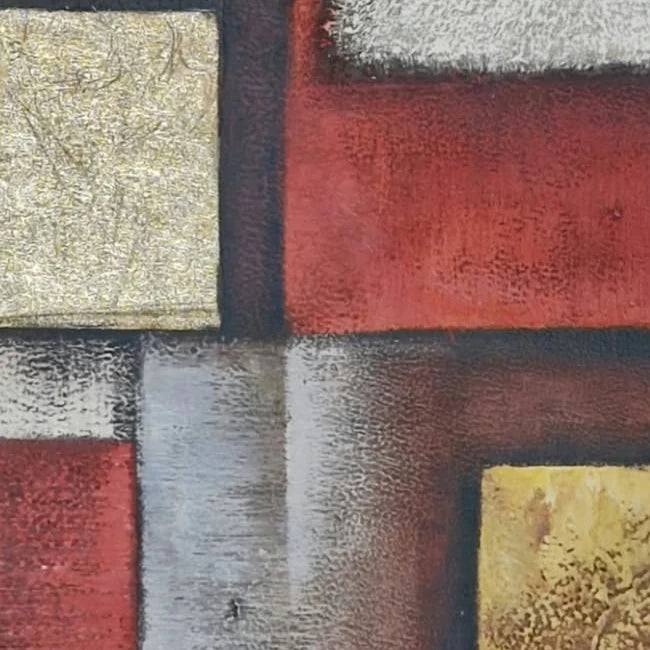Hand-painted geometric abstract oil painting 80 × 80 cm
