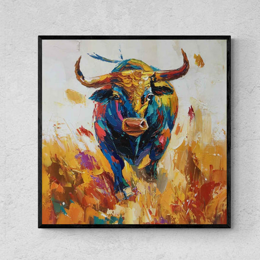 Pintura Óleo Toro  diversidad cultural 90x90 cm