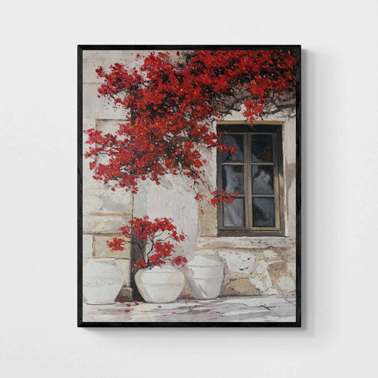 Cuadro al Óleo Fachada con Buganvilias 82x102 cm