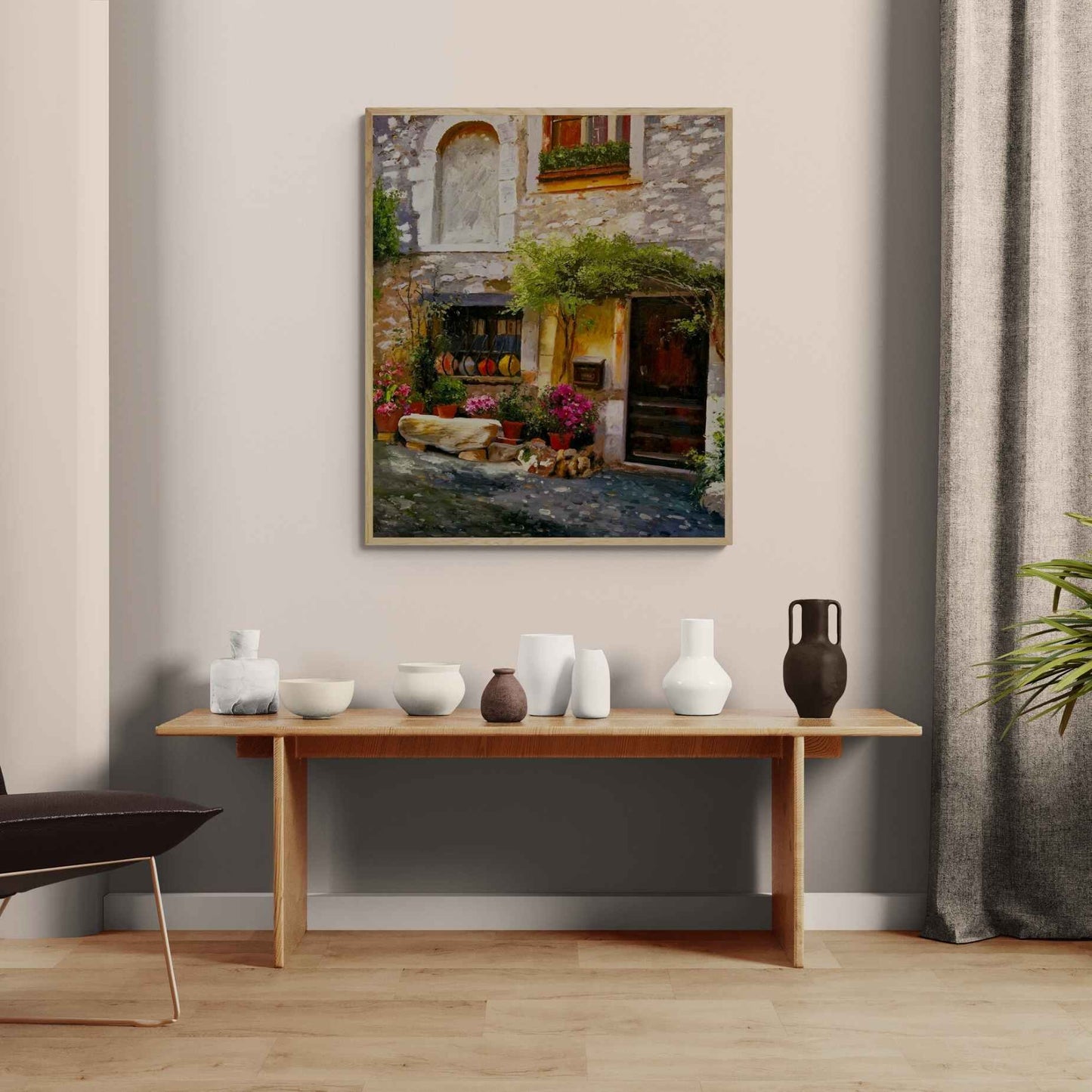 Cuadro al Óleo Puerta de Pueblo Pintado a Mano 82x102 cm
