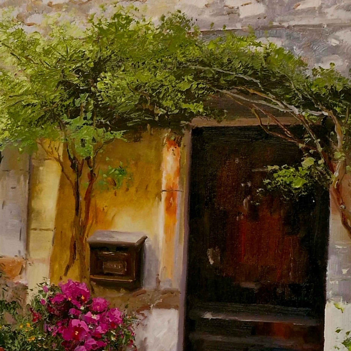 Cuadro al Óleo Puerta de Pueblo Pintado a Mano 82x102 cm