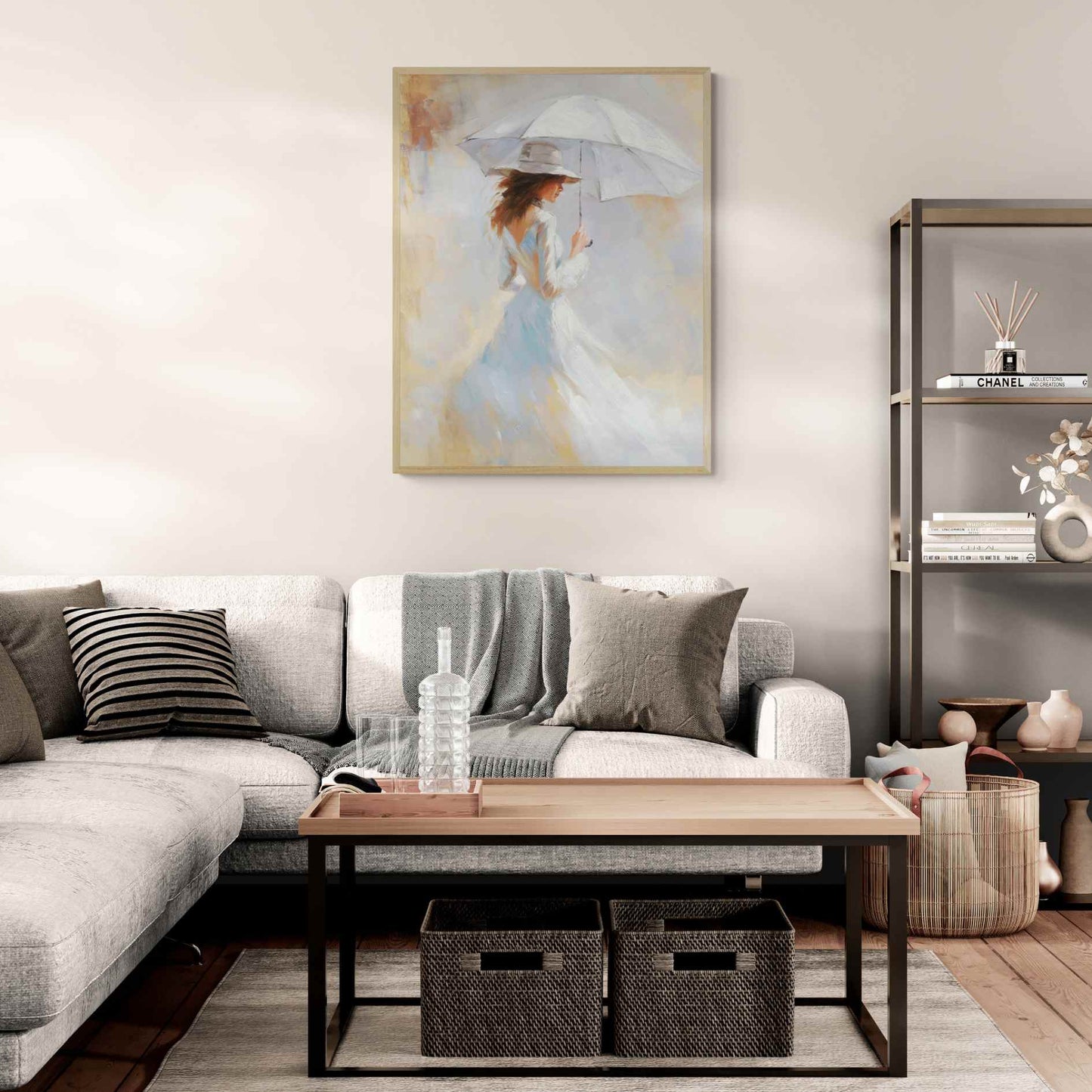 Cuadro Mujer Paseo y Paraguas 102x82 cm