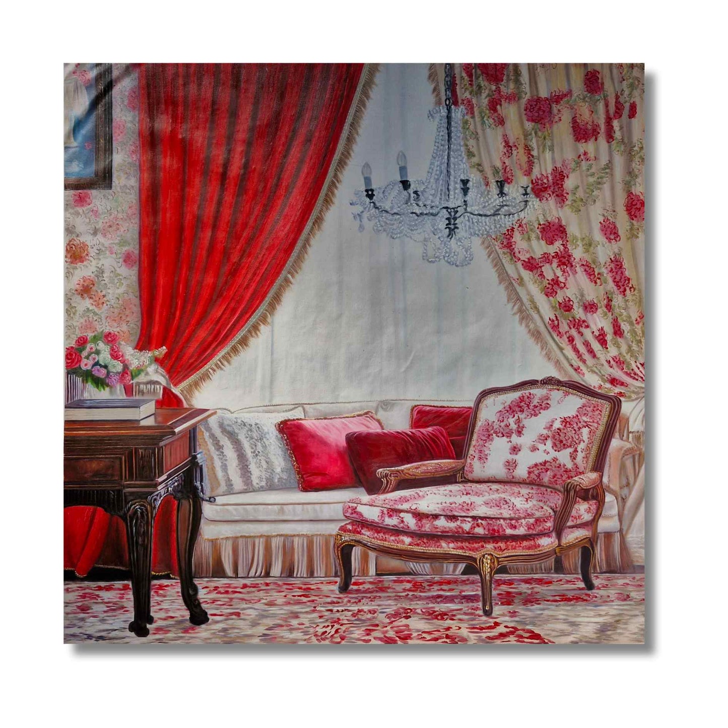 Cuadro Elegancia Vintage en Rosa 92x92 cm