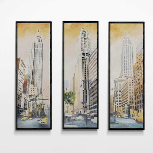 Triptychon Gemälde Torres New York 114x35 cm [3 Stück]