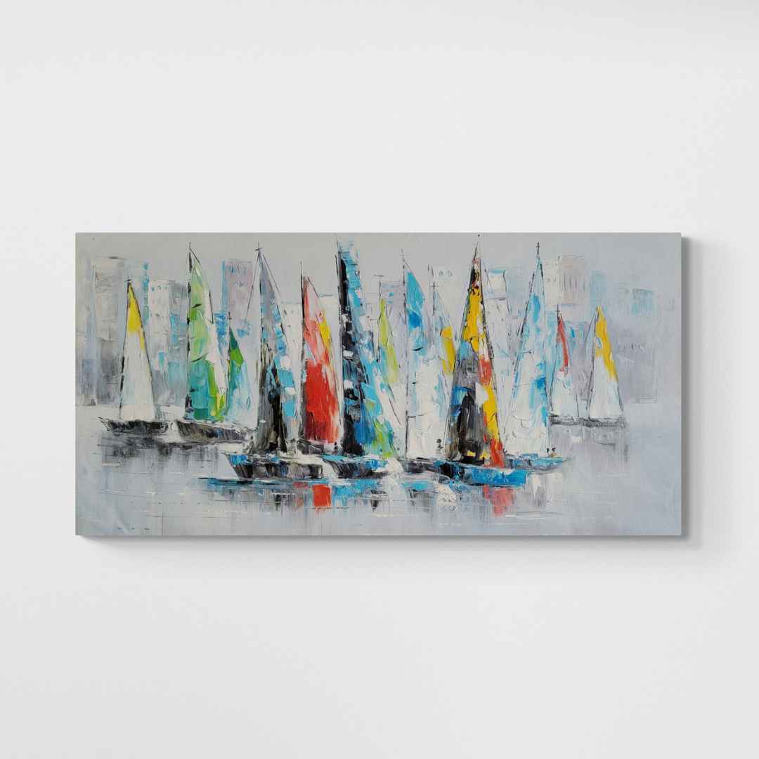 Pintura Barcos Velas Colores 120x60 cm

