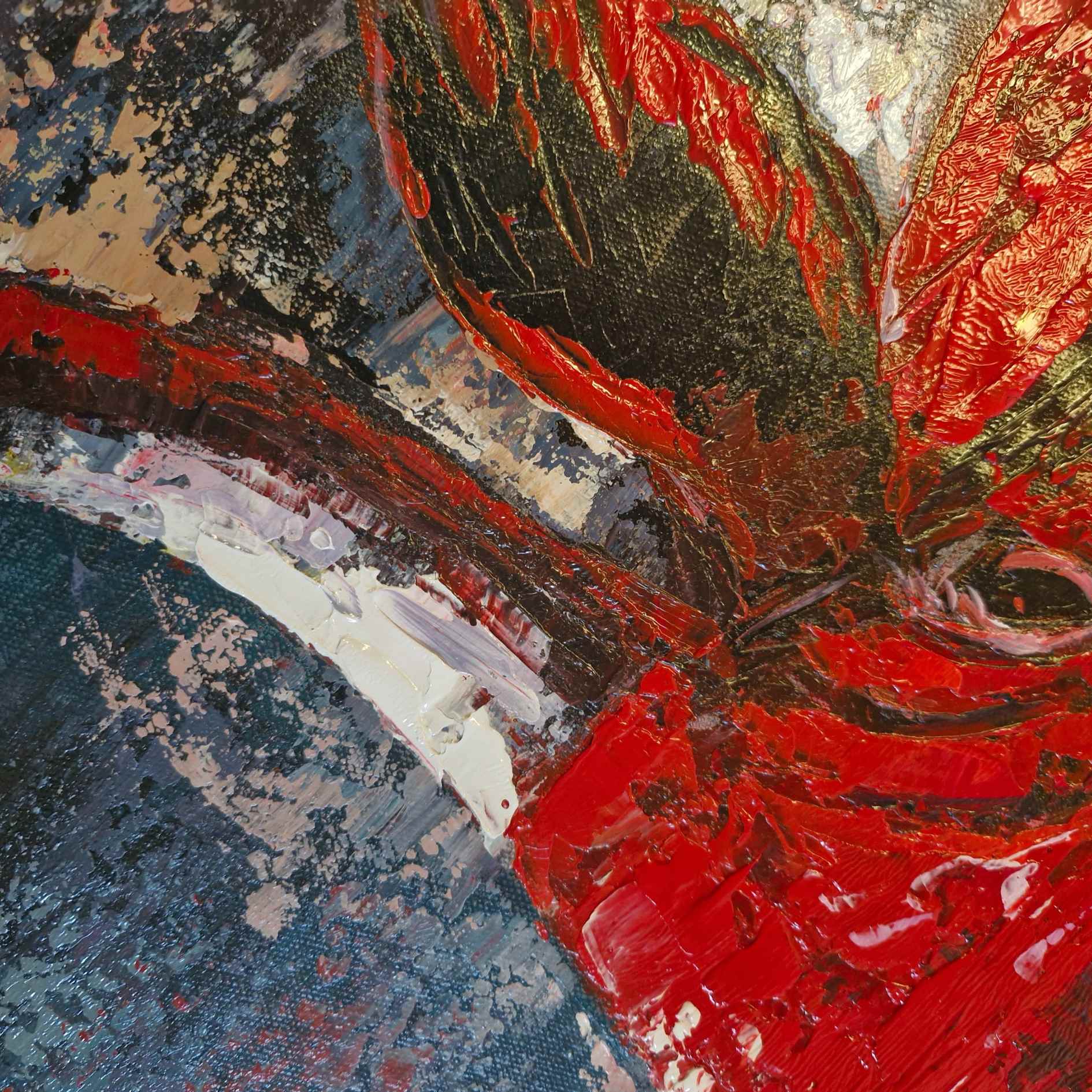 Obra original al óleo de toro expresivo
