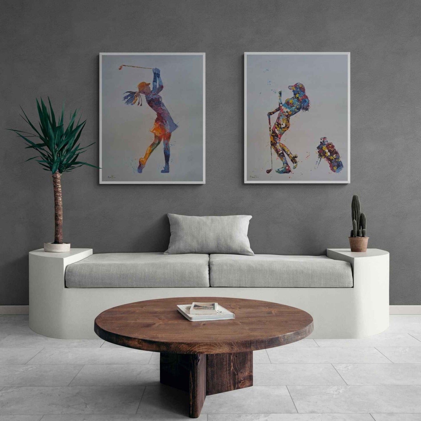 Cuadro colorido de golfista para decoración interior


