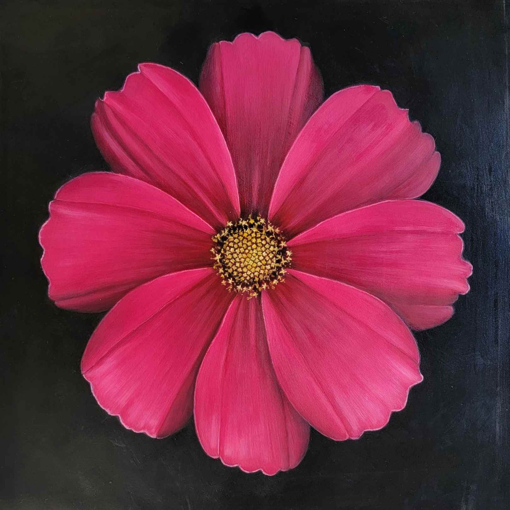Comprar cuadro floral de arte botánico con flor central y técnica hiperrealista