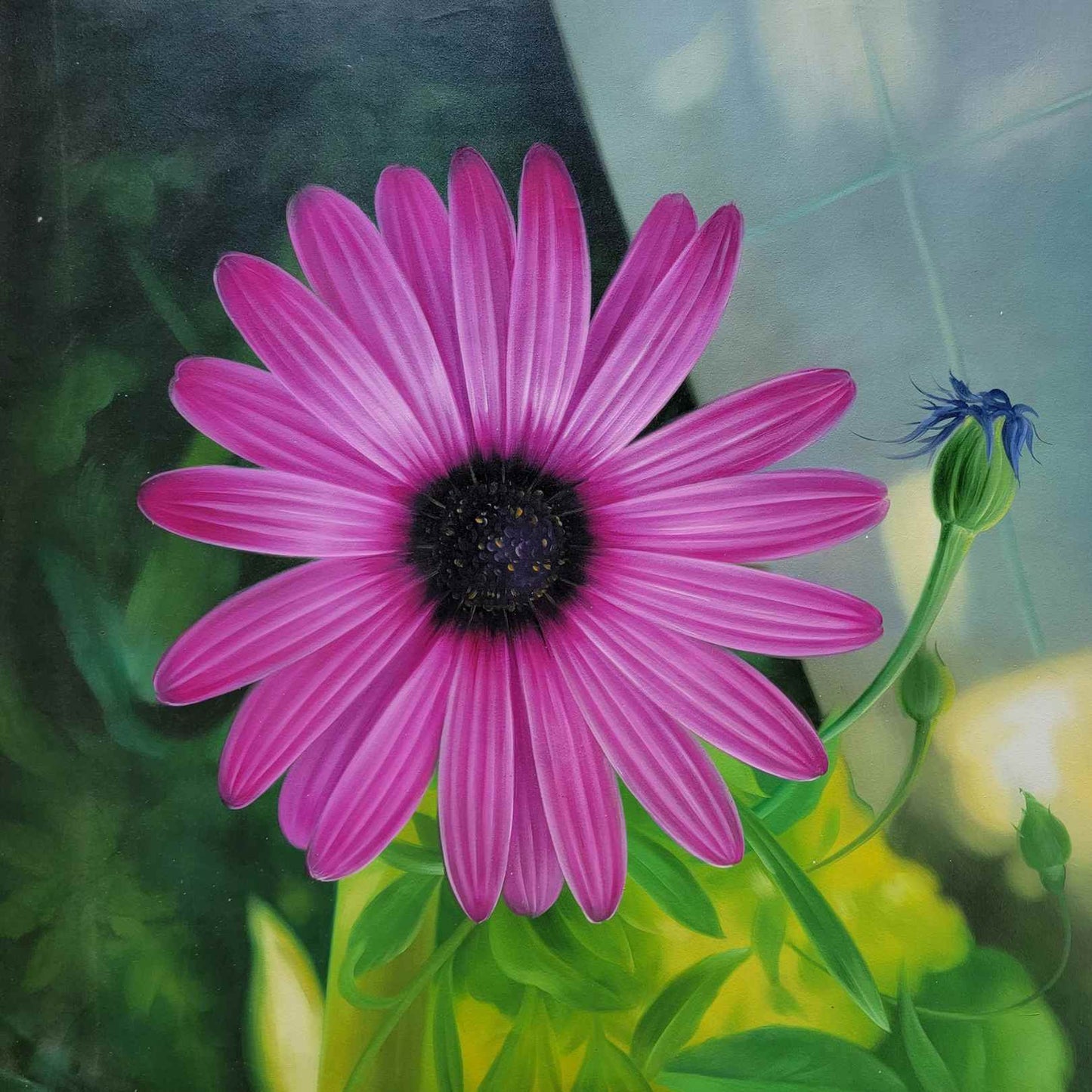 Comprar arte botánico con flor central y técnica realista