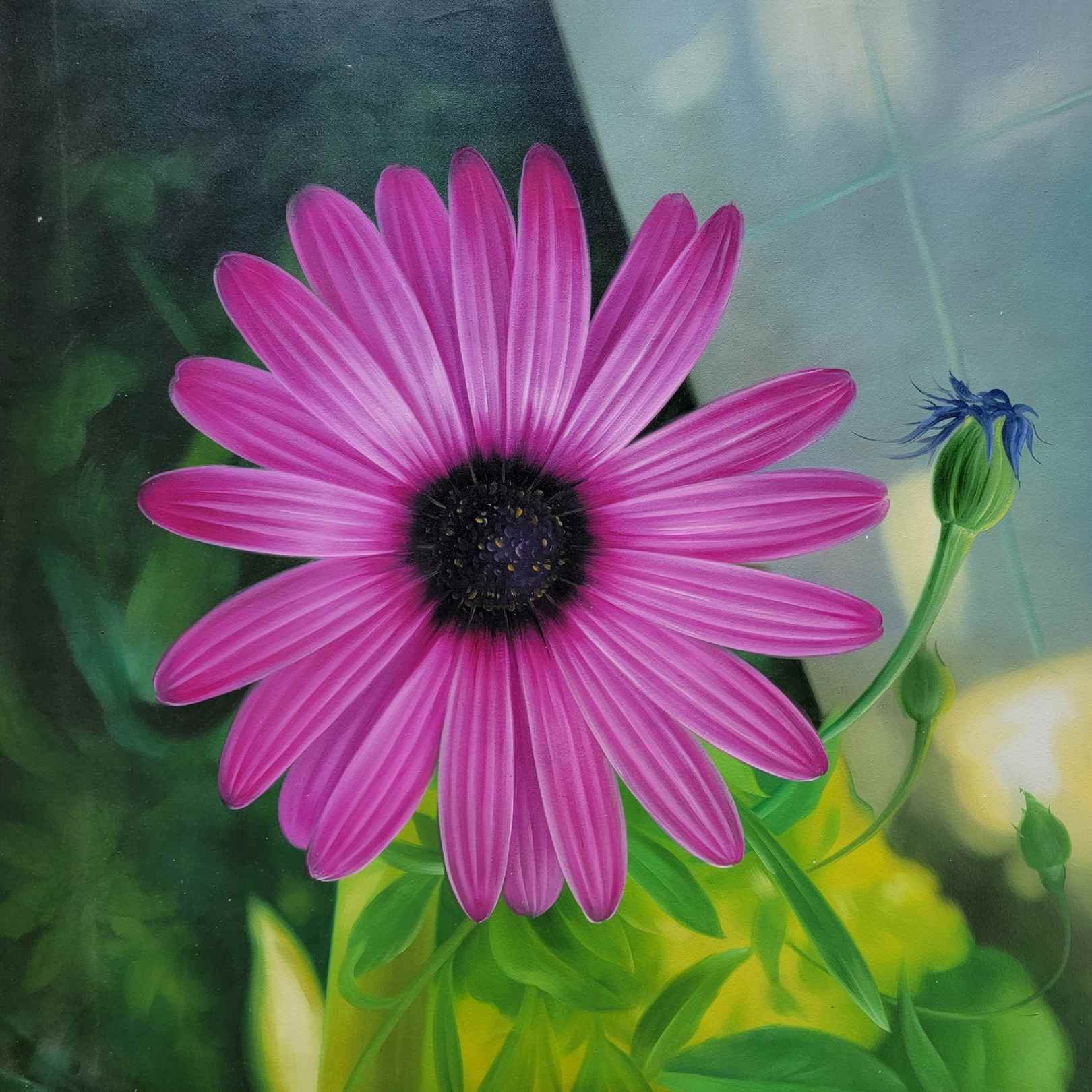 Comprar arte botánico con flor central y técnica realista