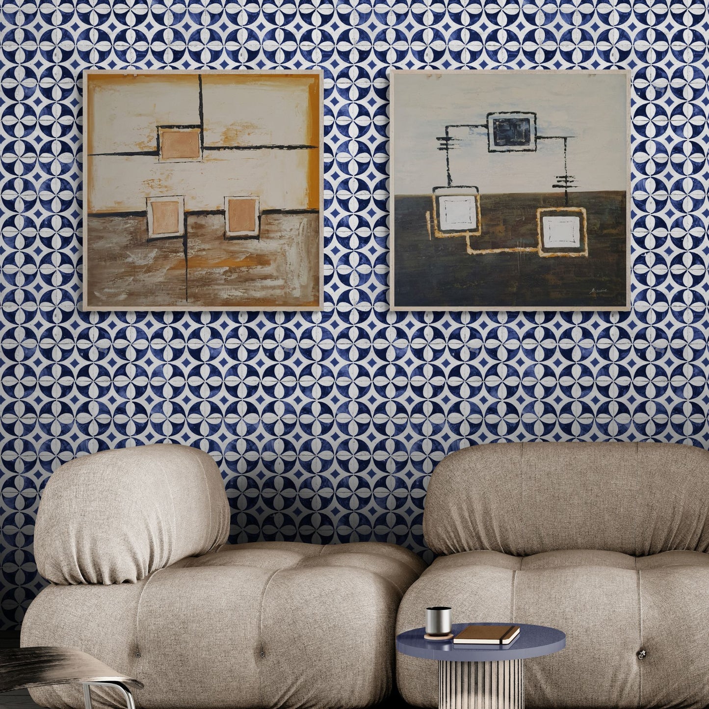 Pintura moderna en tonos neutros, perfecta para ambientes minimalistas