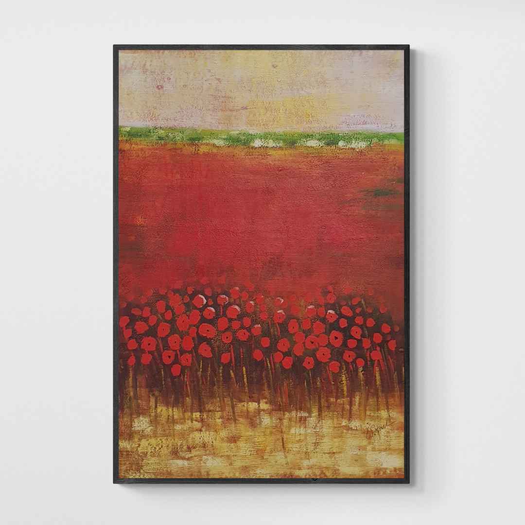 Cuadro Abstracto Campo Amapolas 60x90 cm