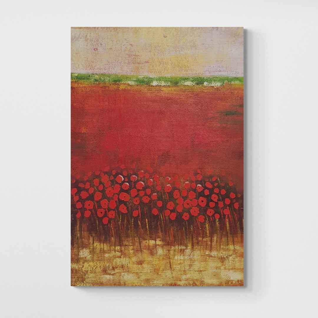 Cuadro Abstracto Campo Amapolas 60x90 cm