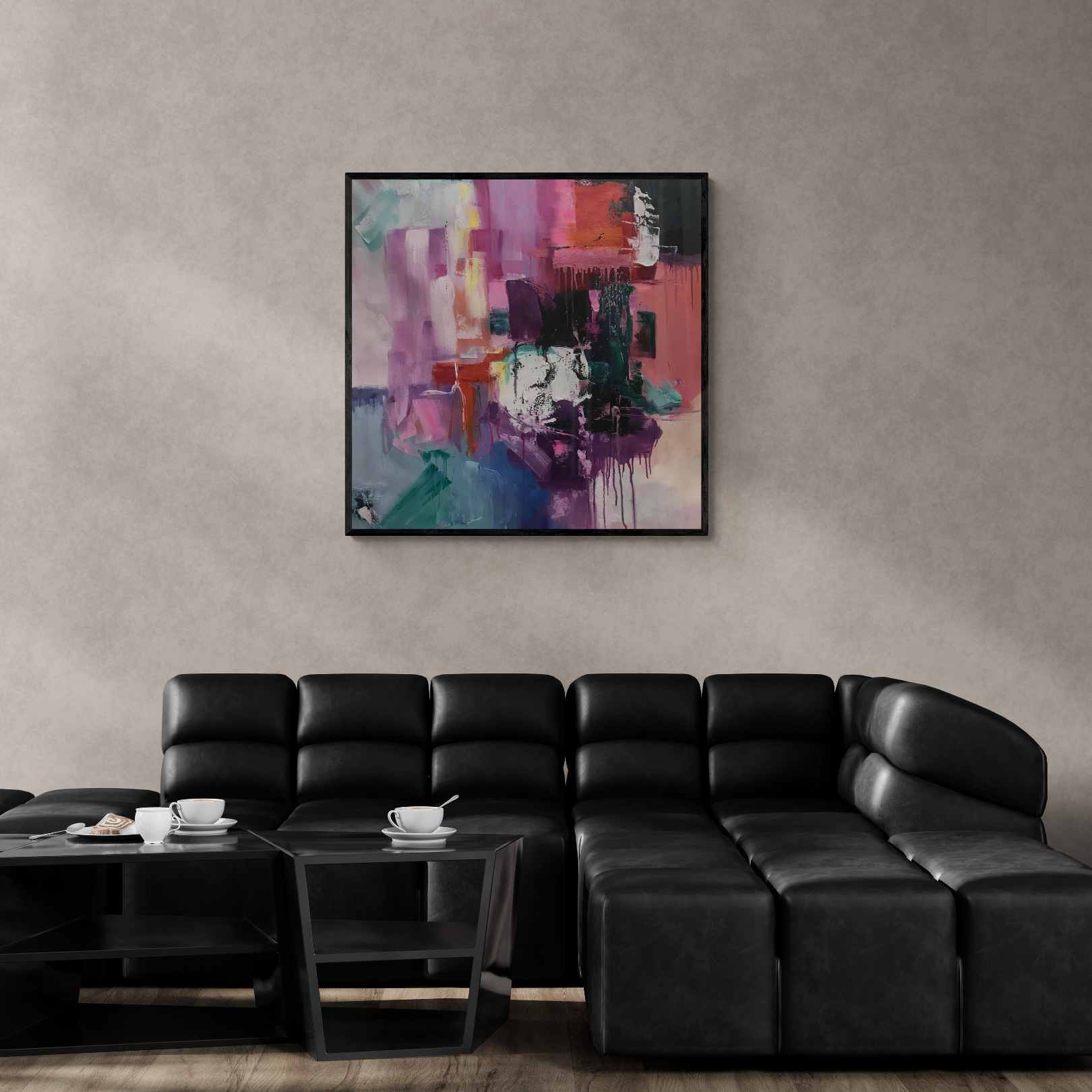 Cuadro Abstracto Fusión de color  100x100 cm