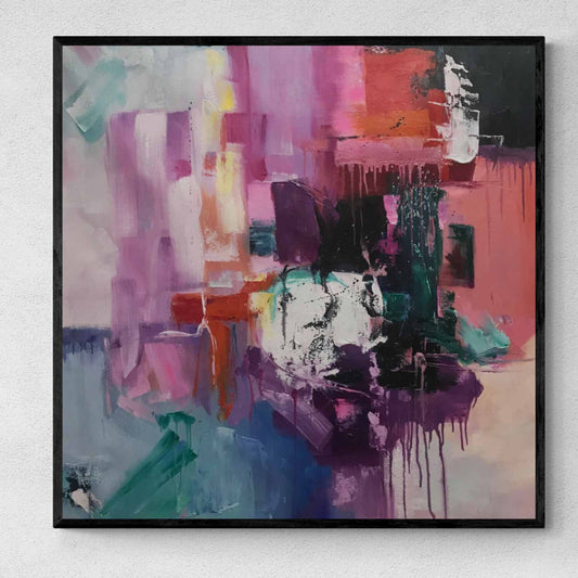 Cuadro Abstracto Fusión de color  100x100 cm