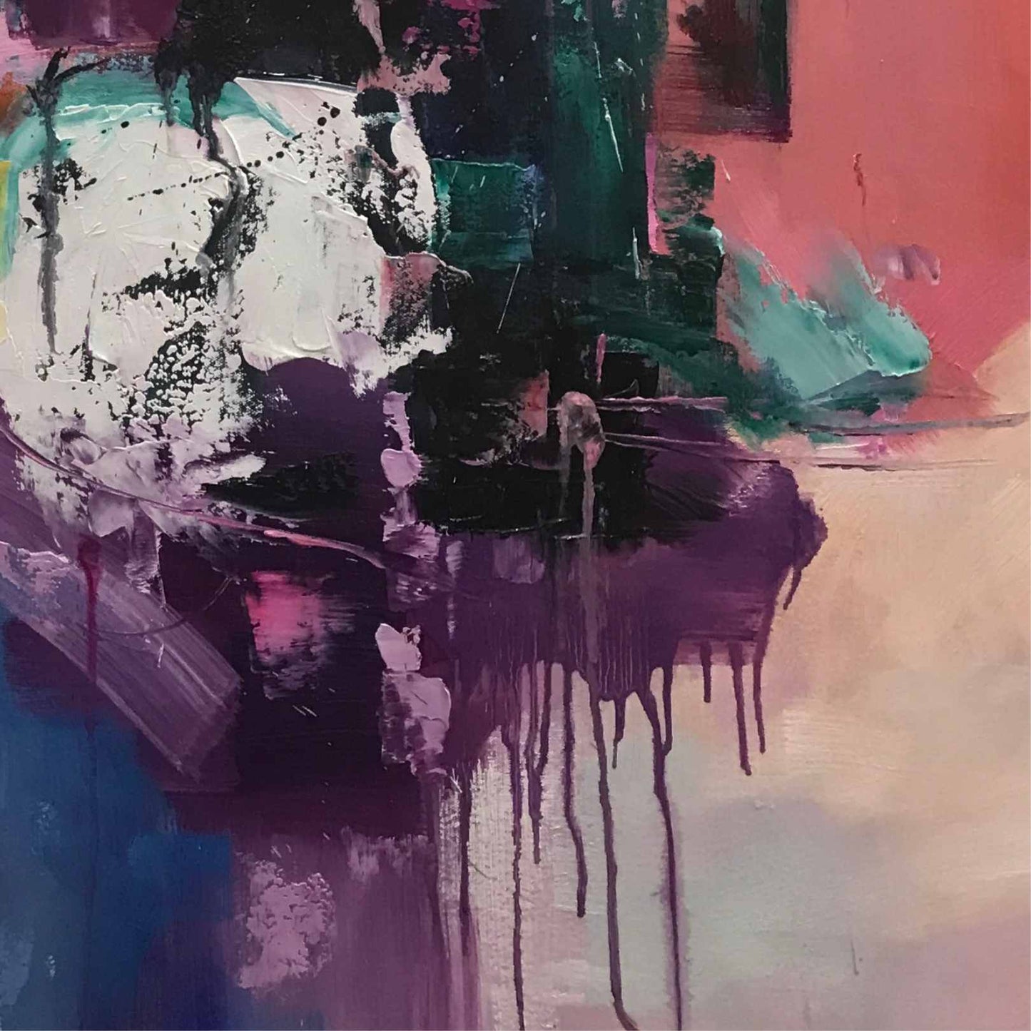 Cuadro Abstracto Fusión de color  100x100 cm