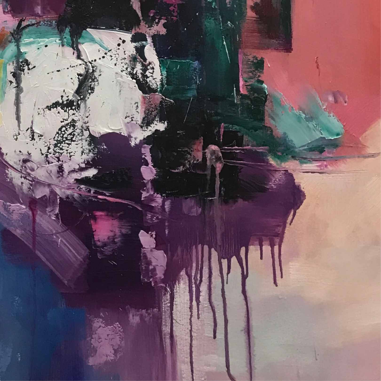 Cuadro Abstracto Fusión de color  100x100 cm