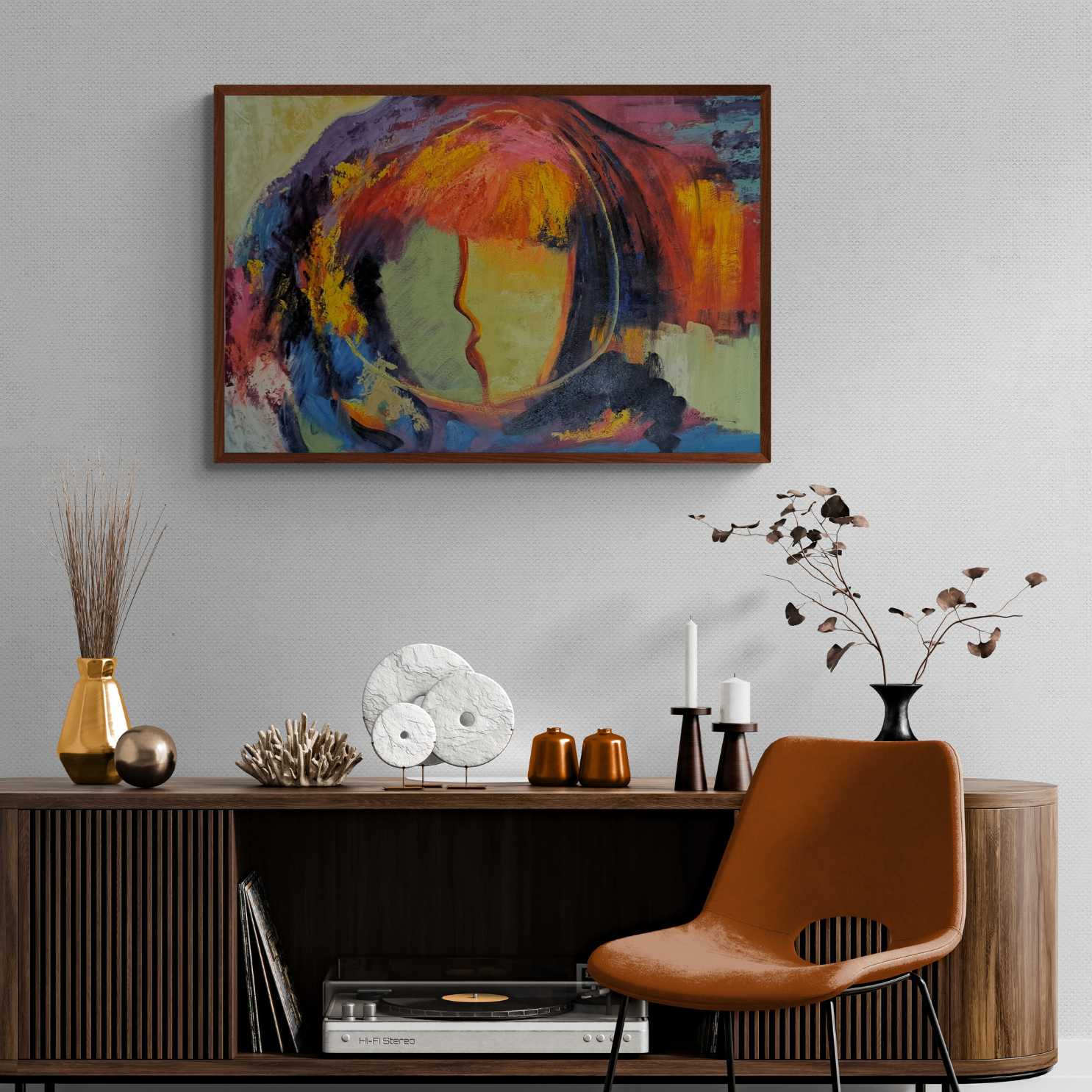 Cuadro Abstracto Cara Silueta  90x60 cm