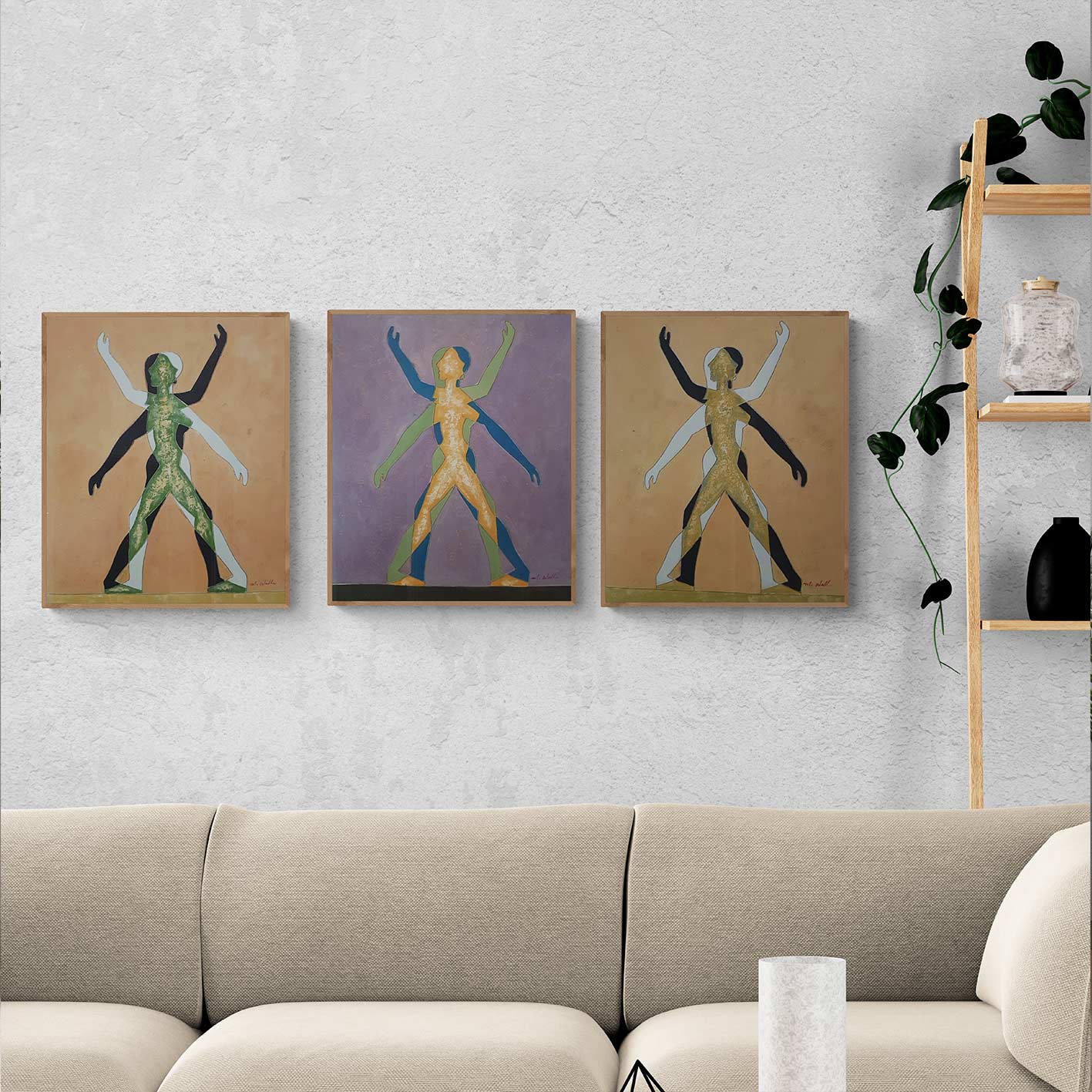 Cuadro Inspirado Jonathan Borofsky  50x60 cm [3 piezas]